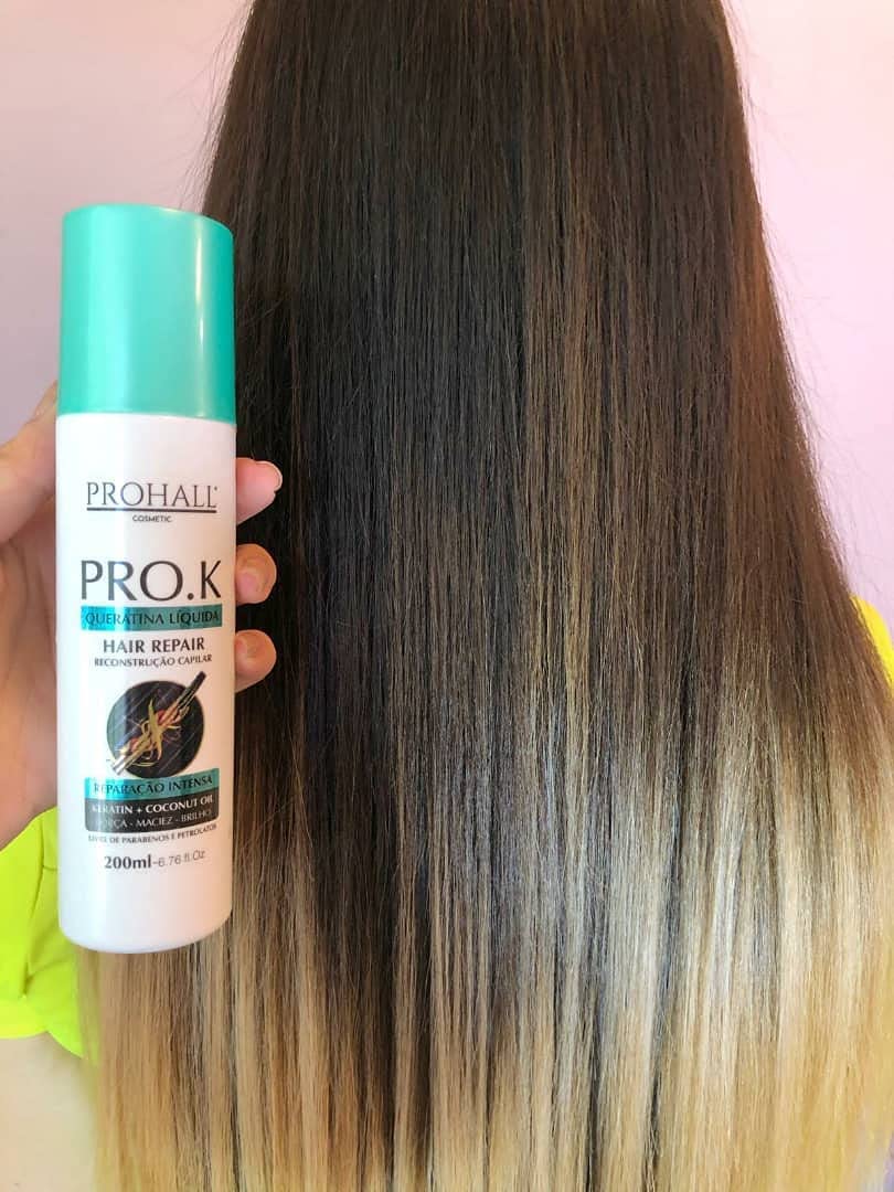 Prohall Cosmetic Pro K Liquid Keratin Hair Treatment for Dry & Damaged Hair – Pro K Beautiful Brazilian Treatment - Adds Volume, Frizz Control & Hair Shine Spray - 6.76 fl. Oz