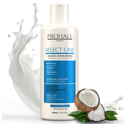 Brazilian Keratin Treatment Blowout Complex - PROHALL SELECT ONE 3.4oz/100ml - Formaldehyde Free Keratin Hair Treatment at Home - Queratina Brasileña Keratina Para Alisar el Pelo Sin Formol