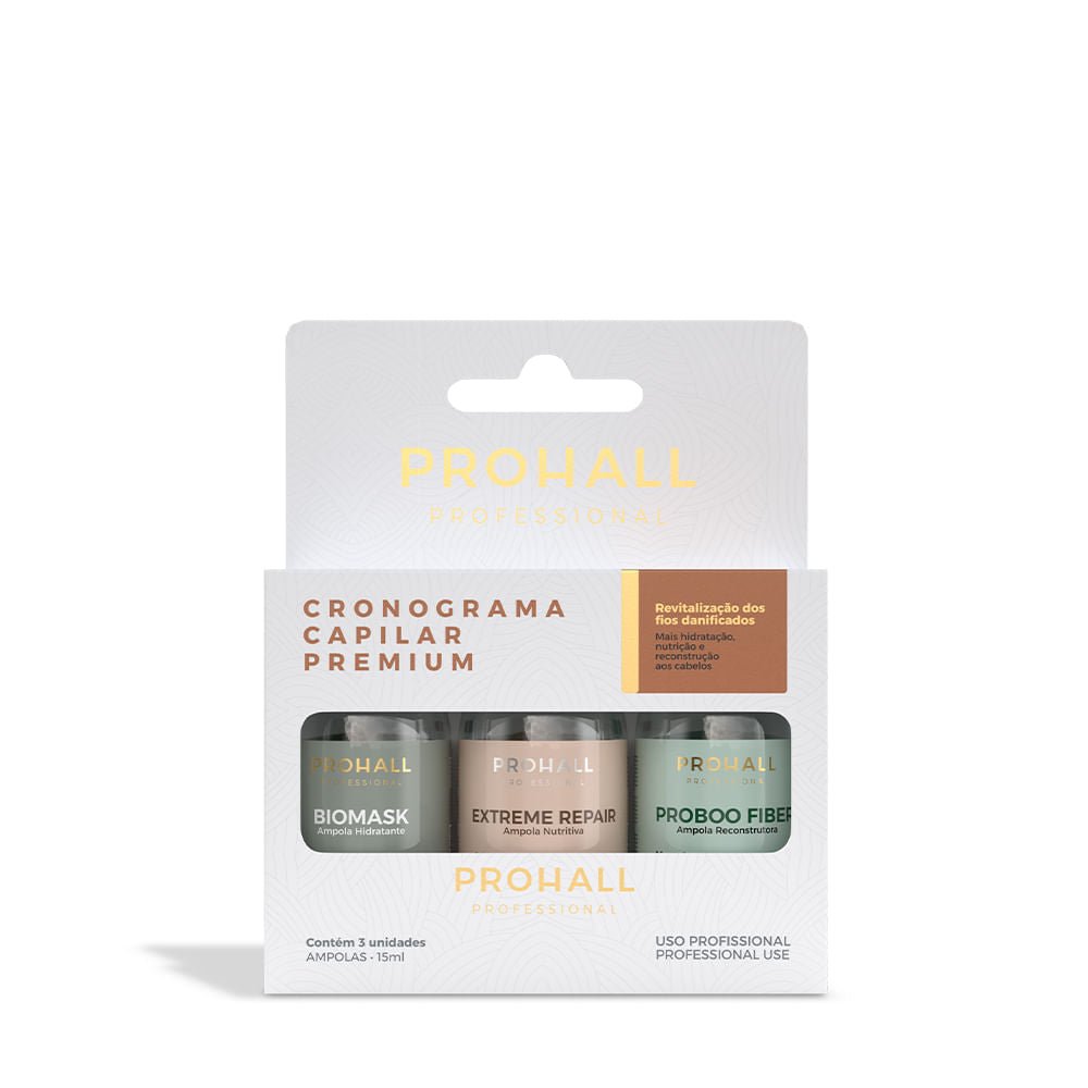 Prohall Cosmetic Ampollas Para el Cabello Maltratado Y Seco-Deep Conditioning Hair Mask for Damaged Hair Treatment - Hair Mask Protein Treatment - 3 Weeks - 3 Haircare Brazilian Ampoules Kit 1.5FLOz